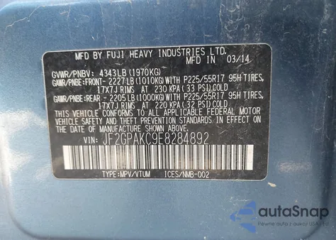 2014 Subaru Xv Crosstrek 2.0 Limited from USA, damaged, VIN JF2GPAKC9E8284892